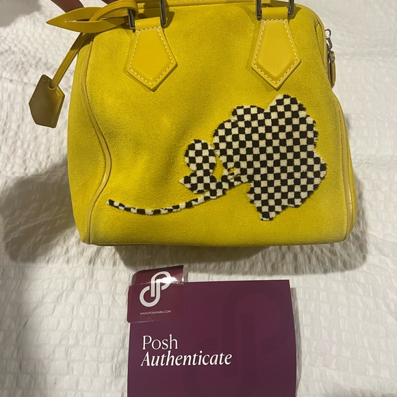 LOUIS VUITTON Speedy 20 Cube Illusion Fleur Yellow Suede pre owned - Picture 14 of 16